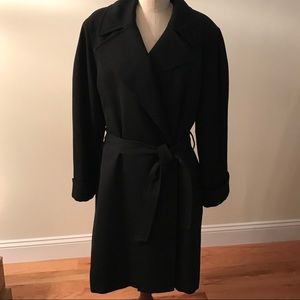 RALPH LAUREN BLACK WRAP WOOL COAT